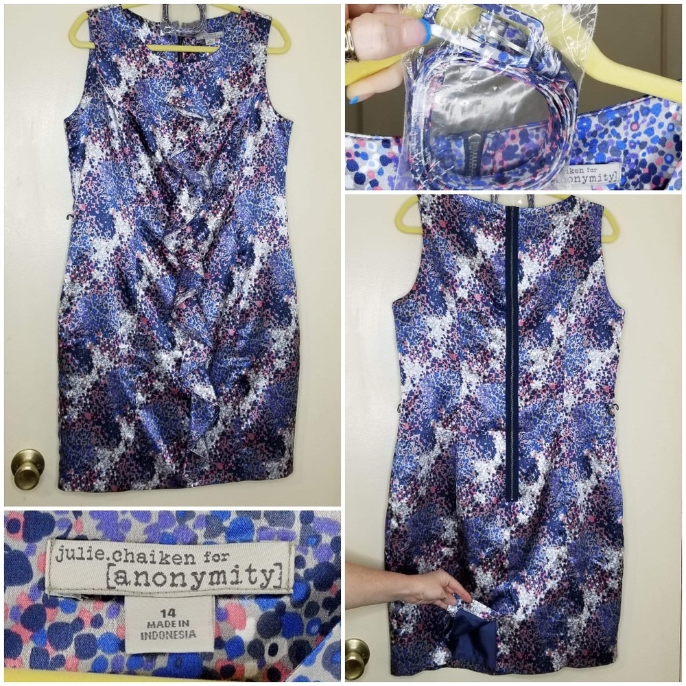 Julie Chaiken for Anonymity Blue/Pink S/L Sheath